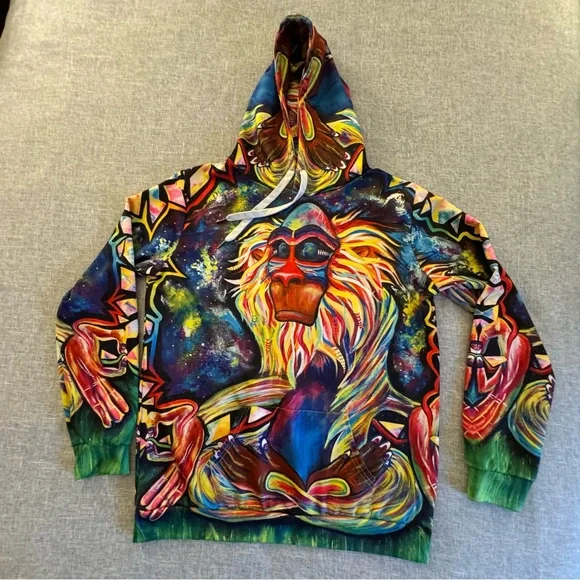 Meditating Rafiki Mandrill Unisex Hoodie From The Lion King - Picture 6 of 16